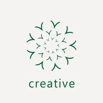 Abstract line flower simple flat vector logo design Stock Illustration