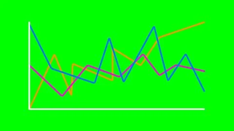 Abstract Line Graph with Colored Data Trends on Green Screen Background Ilustração Stock
