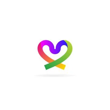 Abstract line heart Creative logo signs colorful love icon symbol design Illustrazione stock