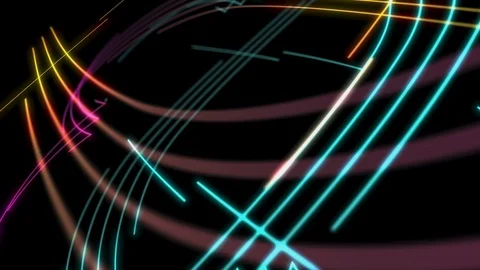 Abstract Line heart lighting moving pink yellow and blue color, technology Stock Footage 95715545