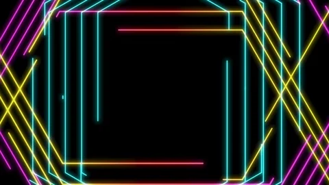 Abstract Line hexagon lighting moving pink yellow and blue color, technology Stock Footage 95714503
