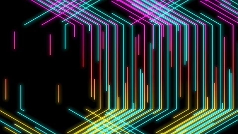 Abstract Line hexagon lighting moving pink yellow and blue color, technology Stock Footage 95714570