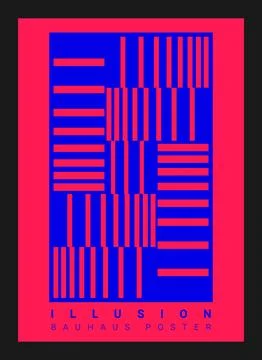 Abstract line pattern. Bauhaus poster. Illusion graphics. Geometric minimal.. Stock Illustration
