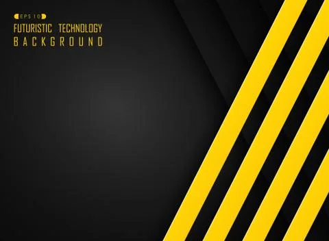 Abstract of line pattern hi tech futuristic technology black and yellow color Stock Illustration