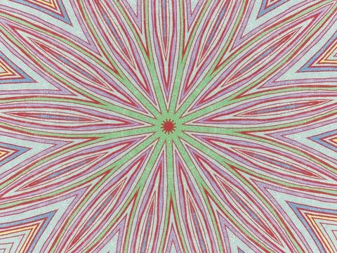 Abstract line pattern psychedelic flower illustration Illustrazione stock