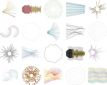 Abstract line patterns design collection featuring various geometric shapes.. Stockillustratie