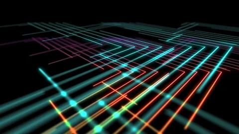 Abstract Line right angle Lighting moving pink yellow and blue color Stock Footage 91896862