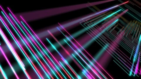 Abstract Line right angle Lighting moving pink yellow and blue color Stock Footage 91896938