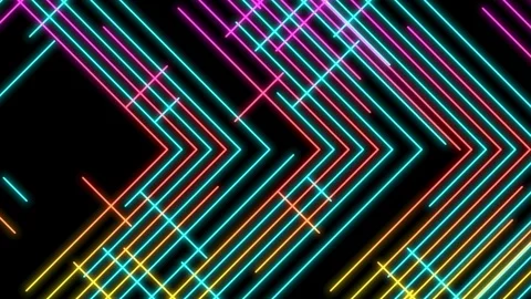 Abstract Line right angle Lighting moving pink yellow and blue color Stock Footage 91897496