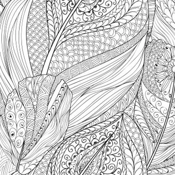 Abstract line seamless pattern Ornamental ethnic feather texture Stock Illustration