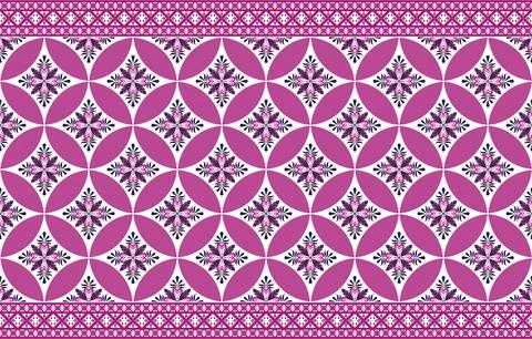 Abstract line shape flowers geometric motif basic pattern continuous background. Stock Illustration