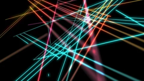 Abstract Line star lighting moving pink yellow and blue color, technology Stock Footage 95714047
