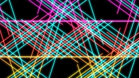 Abstract Line star lighting moving pink yellow and blue color, technology Stock Footage 95714257