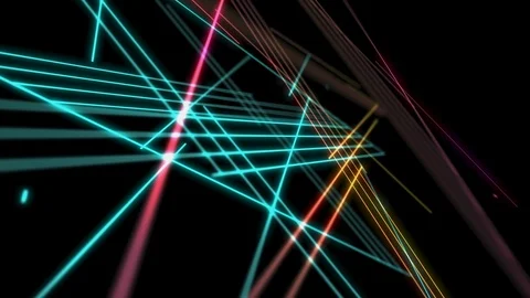 Abstract Line star lighting moving pink yellow and blue color, technology Stock Footage 95736500