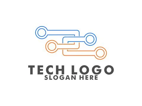 Abstract Line Technology logo With Letter C designs concept vector, Network logo Stock Illustration