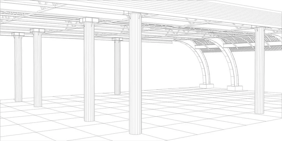 Abstract line vector construction industrial building Ilustración de archivo