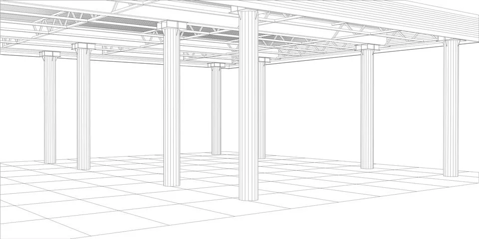 Abstract line vector construction industrial building Ilustración de archivo