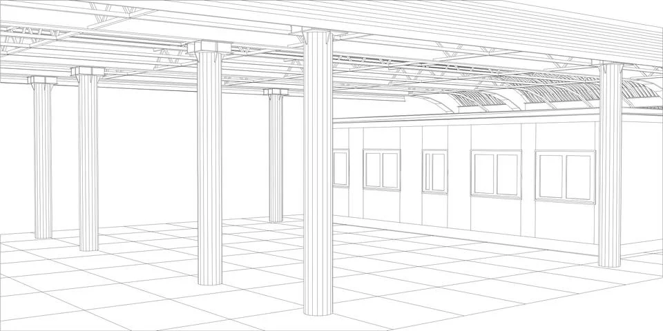 Abstract line vector construction industrial building Ilustración de archivo