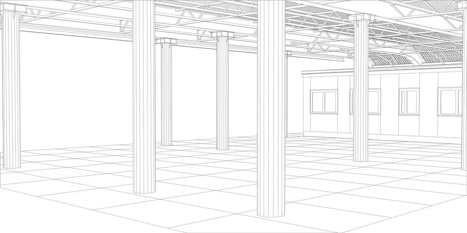 Abstract line vector construction industrial building Ilustración de archivo