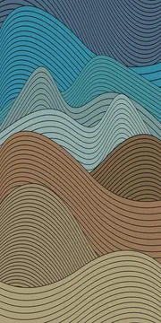 Abstract line wave pattern vertical background. Rural landscape concept vec.. Stock Illustration