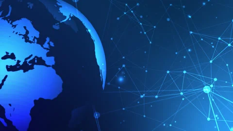 Abstract line wave technology background with globe animation 스톡 동영상 295274974