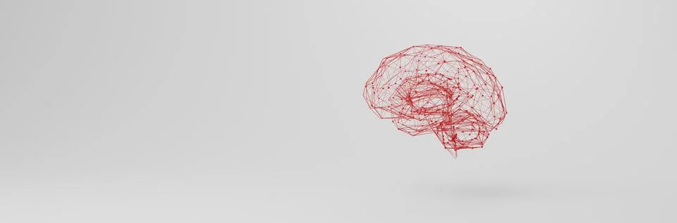 Abstract line wireframe cloud forming a human brain backdrop. Stock Illustration