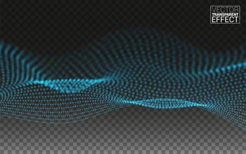 Abstract linear 3D landscape. Seaside Terrain. Technology Data Flow. Particle Stock Illustration