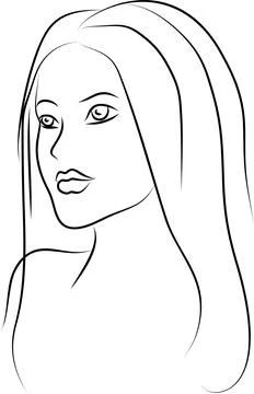 Abstract linear black and white portrait of a woman, monochrome graphics Stock Illustration