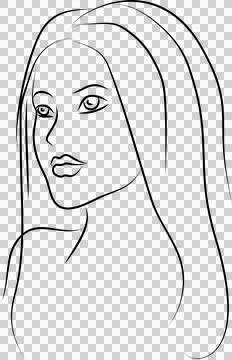 Abstract linear black and white portrait of a woman Stock Illustration