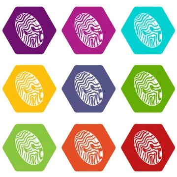 Abstract linear clothes button icons set 9 vector 스톡 일러스트