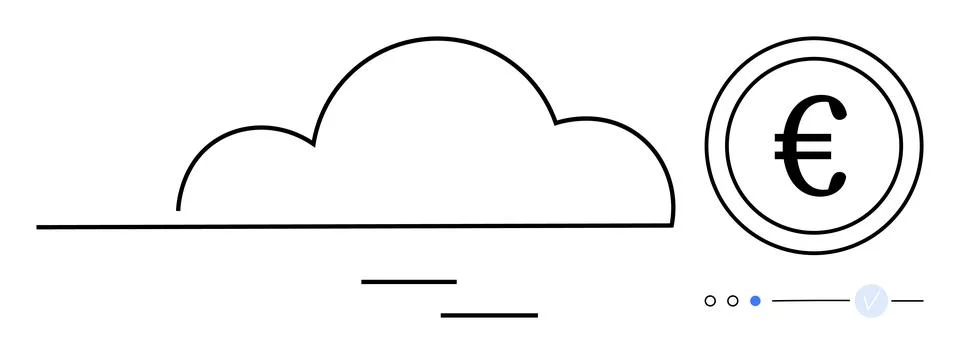 Abstract linear cloud shape with horizontal lines underscores European curren Stockillustratie