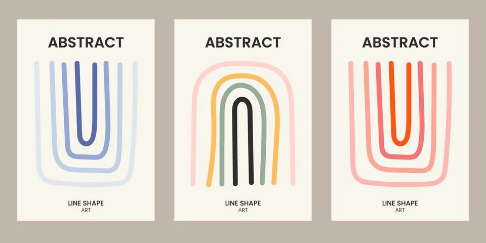 Abstract Linear Curve Shape Modern Poster Design Stock Illustration