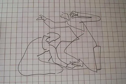 Abstract linear drawing on a grid inspired by Fatima Portugal's artistic in.. Stock Photos