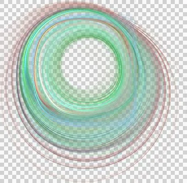 Abstract linear drawing spiral from multicolored circles, isolated element Stock Illustration