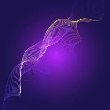 Abstract linear flowing pattern with bright spots on a dark blue background Stock Illustration