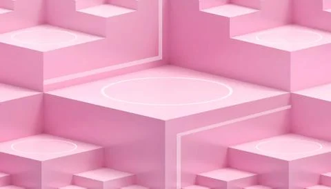 Abstract Linear Geometric cubes and red Background Podium Ideas Inspiration Stock Illustration