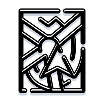 Abstract linear labyrinth creating complex geometric pattern Stock Illustration
