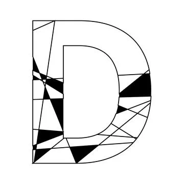Abstract linear letter D, Geometric capital letter D art, Monochrome alphabet Illustrazione stock