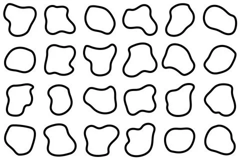 Abstract linear liquid shape set. Abstract black shapes. Liquid shape eleme.. Stock Illustration