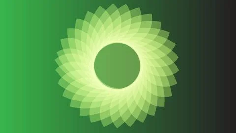 Abstract linear mandala sign. gray color icon with glow green background. Stock Illustration