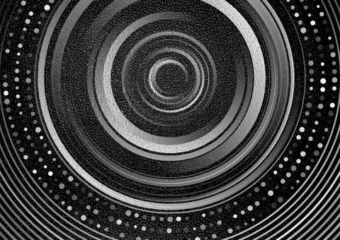 Abstract linear monochrome circles with grunge grainy texture background Illustrazione stock