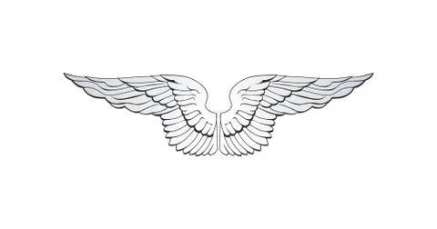 Abstract Linear pair of wings. Tattoo Linear heraldic element. Angel or Eagle Stock Illustration