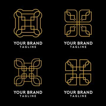 Abstract Linear Shape Logo Template Vector Stock Illustration