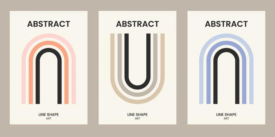 Abstract Linear Shape Modern Poster Design Stock Illustration