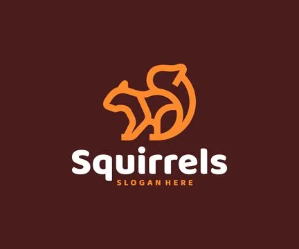 Abstract linear squirrel logo design. Mammal animal in heraldic style Illustrazione stock