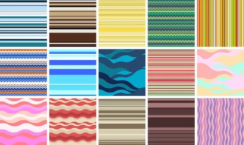 Abstract linear vector set featuring colorful striped backgrounds, crafted fo Stock Illustration