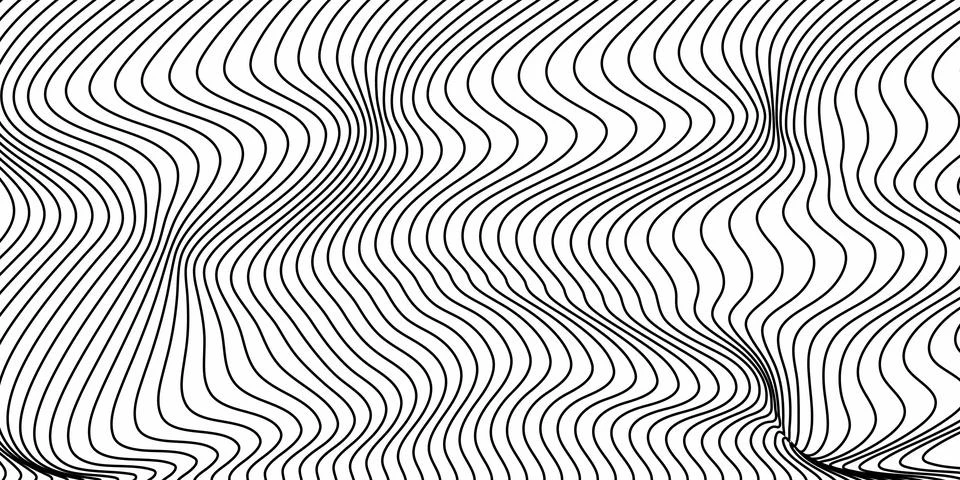 Abstract linear wave background texture design with thin black lines Stock Illustration