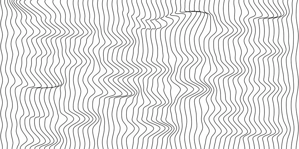 Abstract linear wave background texture design with thin black lines Stock Illustration