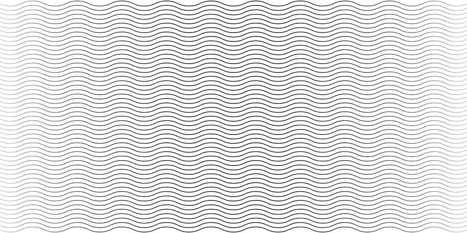 Abstract linear wave background texture design with thin black lines Stock Illustration