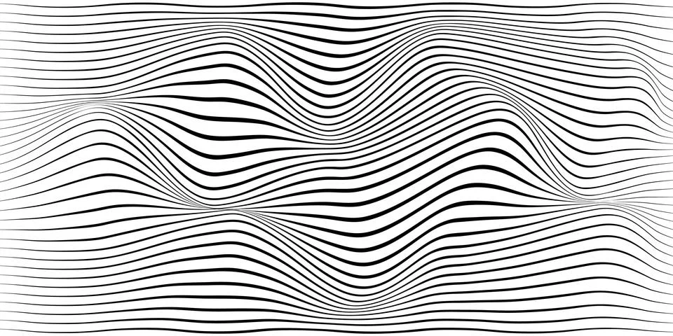 Abstract linear wave background texture design with thin black lines Stock Illustration